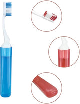 Portable Foldable Travel Toothbrush | With Soft Bristles | Space-Saving | With Case | Blue