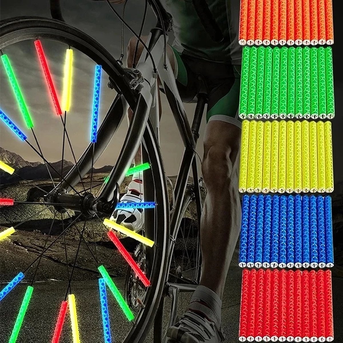 Spoke Bicycle Reflectors Bicycle Wheel 12 Pieces | Spoke Reflectors | Wheel Reflectors | Glow In The Dark | Yellow