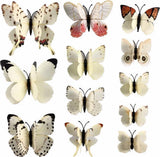 Double 3D Wall Decoration Butterflies 12 Pieces | Wall Butterflies | Butterfly Wall Stickers | White