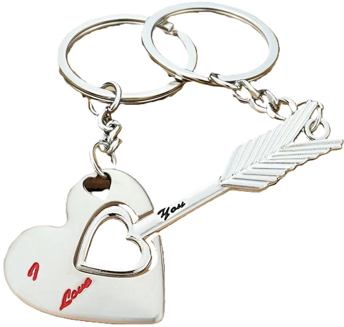 Heart and Arrow Keychain 2-piece I Love You I Couple Keychain I Two-piece Heart Keychain