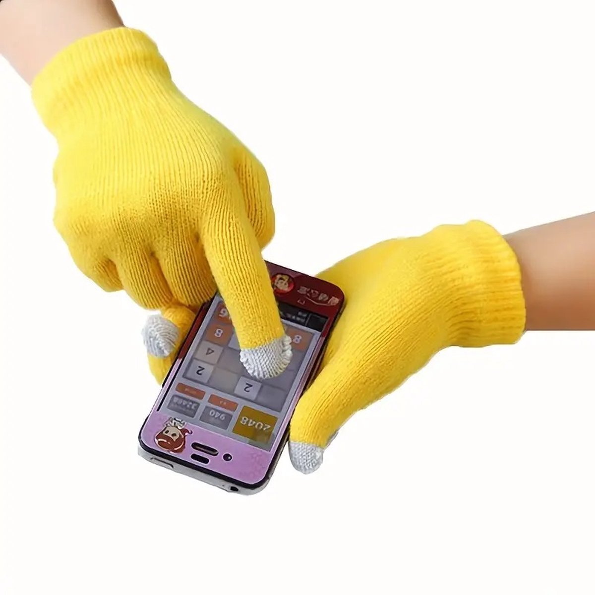 Touchscreen Gloves | Mittens | Touch Tip Gloves | Scandinavian Pattern | Unisex | For Adults | One Size | Yellow