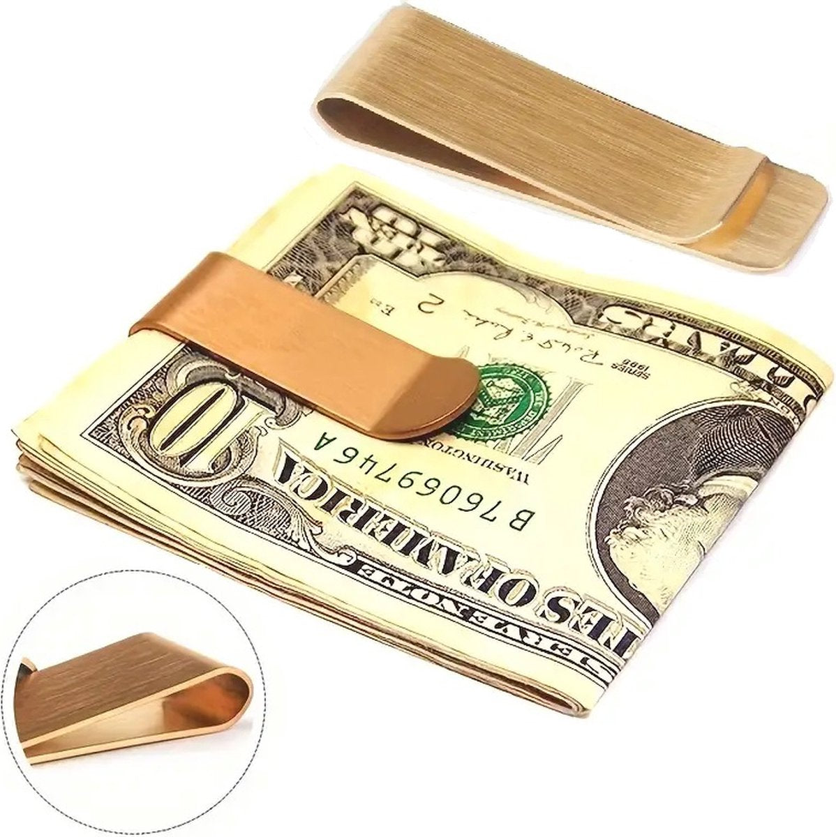 Money Clip | Money Clip | Paper Money Holder | 5 x 1.5 cm | Stainless Steel | Gold