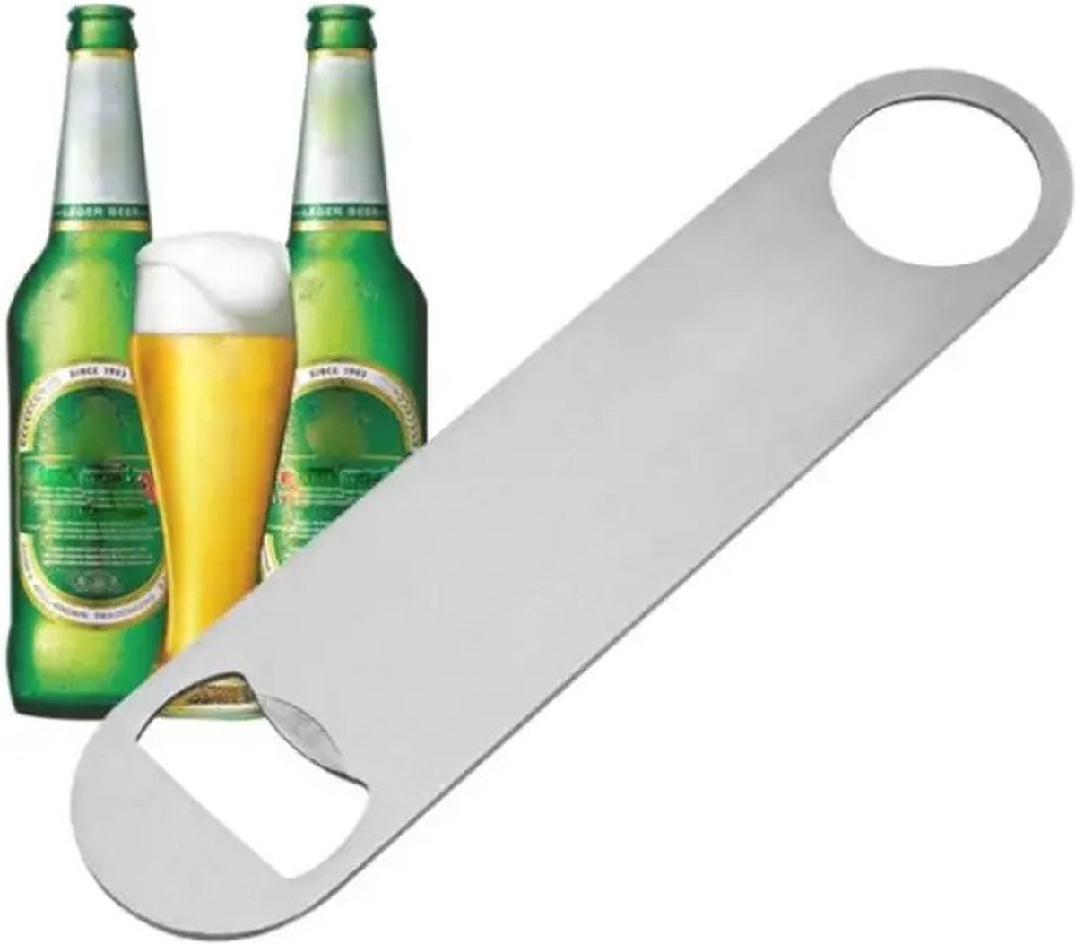 Brushed Stainless Steel Bottle Opener | Beer Opener | Compact | Barblade | With Hanging Loop | 13 x 3 cm