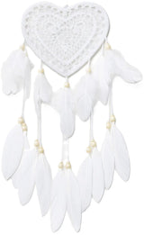 Handmade Dream Catcher | Dream Catcher XXL | Large Handmade Dream Catcher | Dream Catcher - Large Dream Catcher | Heart Dream Catcher | With Feathers | White