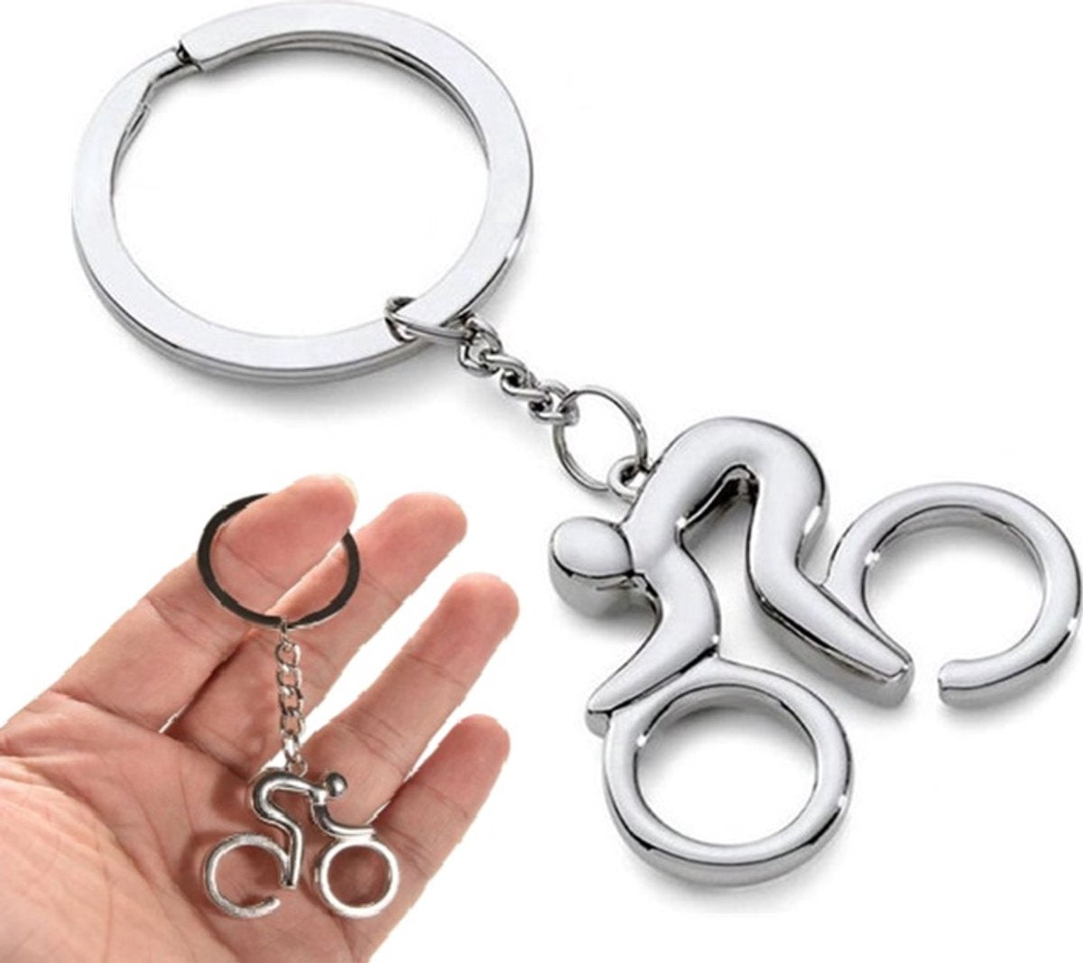 Cyclist Keychain | Key Holder | Road Bike Keychain | Cycling Keychain | Stainless Steel | Silver