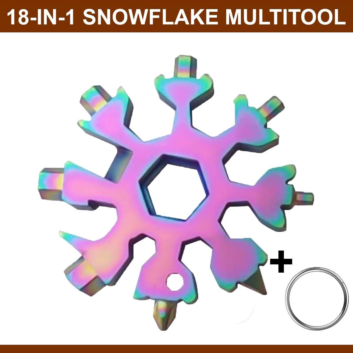 18-in-1 Snowflake Multitool - Ring Wrench - Allen Wrench - Screwdriver - Bottle Opener - Knife - Snowflake - Father's Day Gift Tip - Pearlescent / Colorful