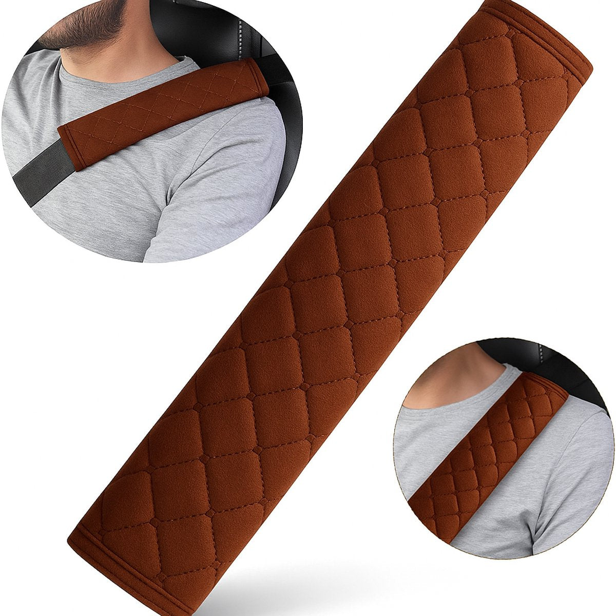 Luxury Car Seatbelt Cover | Seatbelt Protector | Seatbelt Cushion | Car Safety | Safety Belt Cushion Pads | Brown
