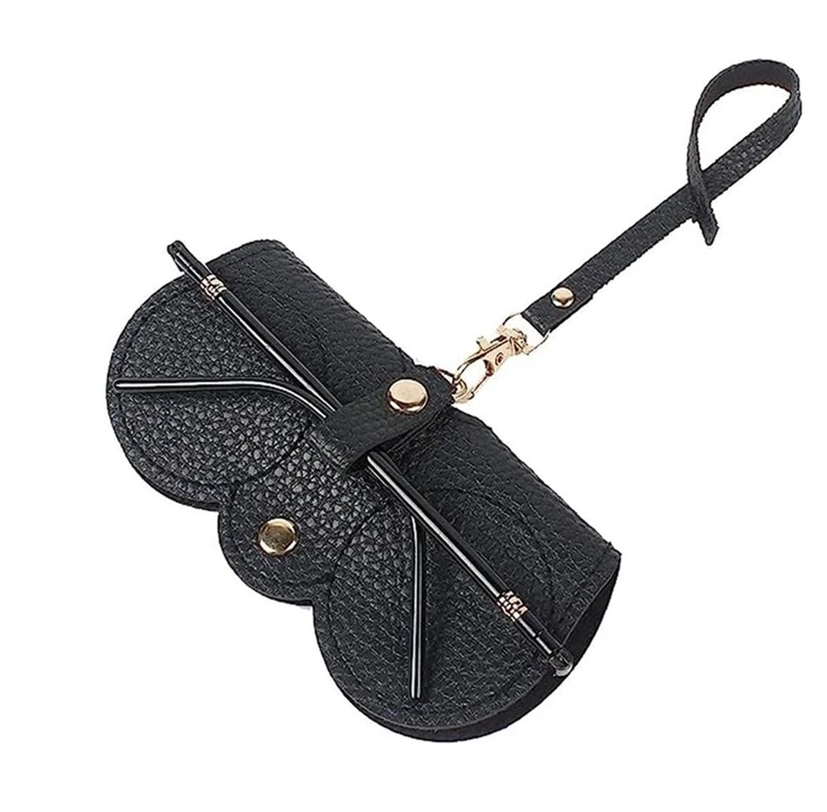Glasses Case | Glasses Pouch | Glasses Cover | Sunglasses Holder | Sunglasses Pouch | Slide In | With Lanyard Bag Hanger | PU Leather | Black