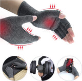 Compression Gloves | Therapeutic Gloves | Open Fingertips | Size XL | Grey | 1 Pair