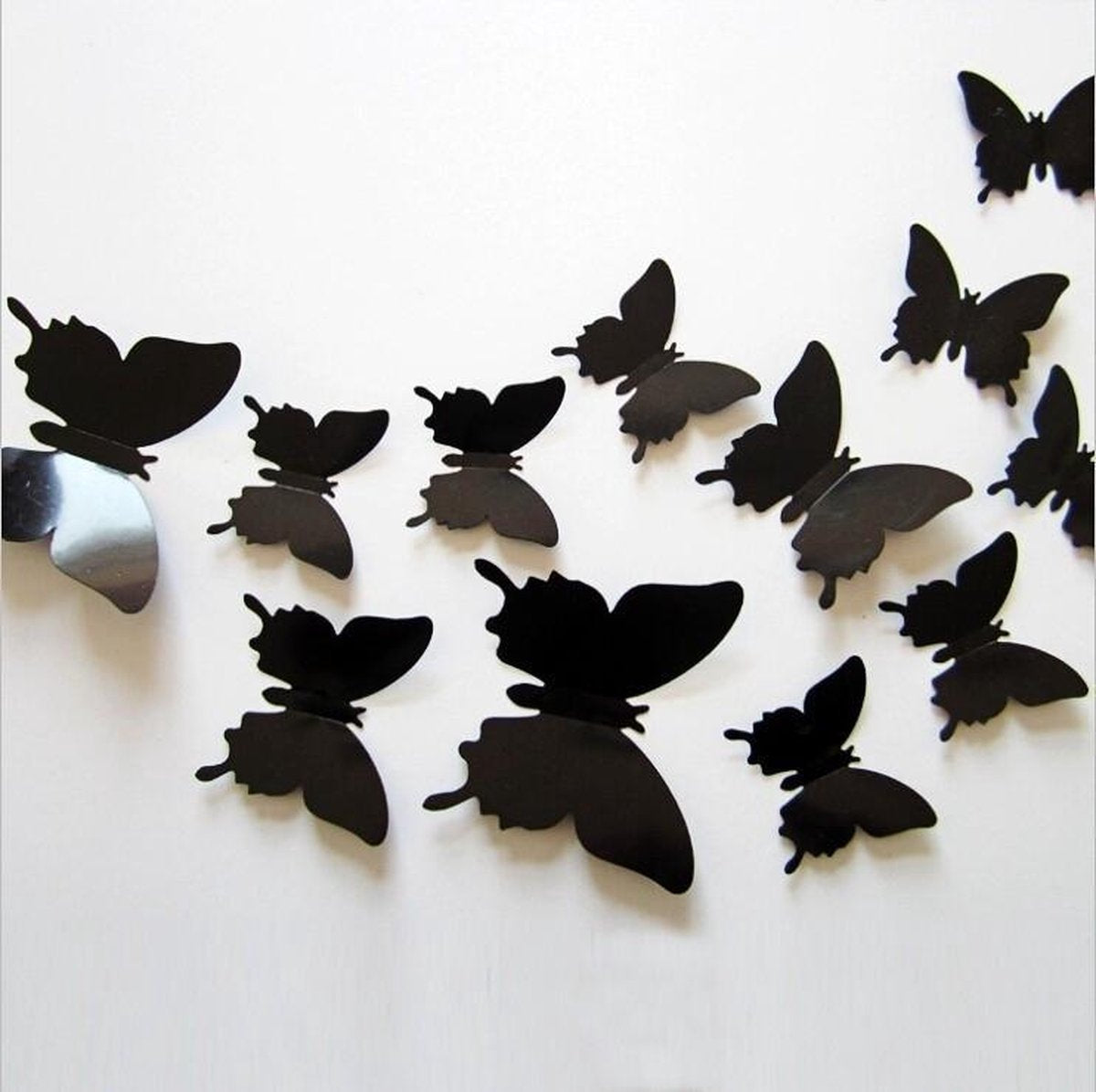 Solid black 3D butterflies