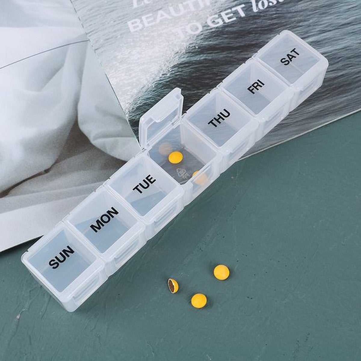 Pill Box | Pill Box | Medicine Box | XXL Pill Box | Sunday to Saturday | 7 Days | 1 Week | Transparent