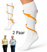 Duo Pack Compression Socks | Compression Stockings | Support Stockings | Airplane Socks | Anti-Fatigue | Size S/M (35-39) | White