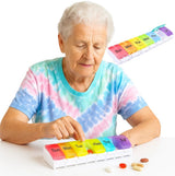 XXL Pill Box | Small Pill Box | Medicine Box | Pill Box | Sunday to Saturday | 7 Days | 1 Week | Push Button | Multicolor