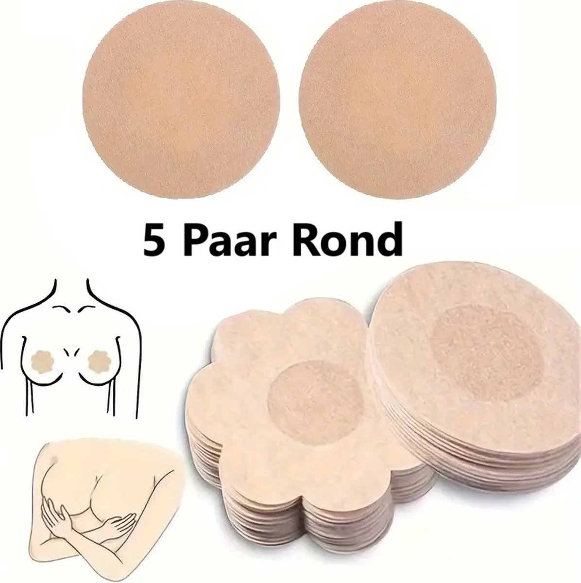 5 Pairs Round Nipple Covers | Nipple Stickers | Breast Covers | Nipple Stickers | Nipple Covers | Stick-on Bra | Beige