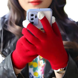 Touchscreen Gloves | Mittens | Touch Tip Gloves | Scandinavian Pattern | Unisex | For Adults | One Size | Red