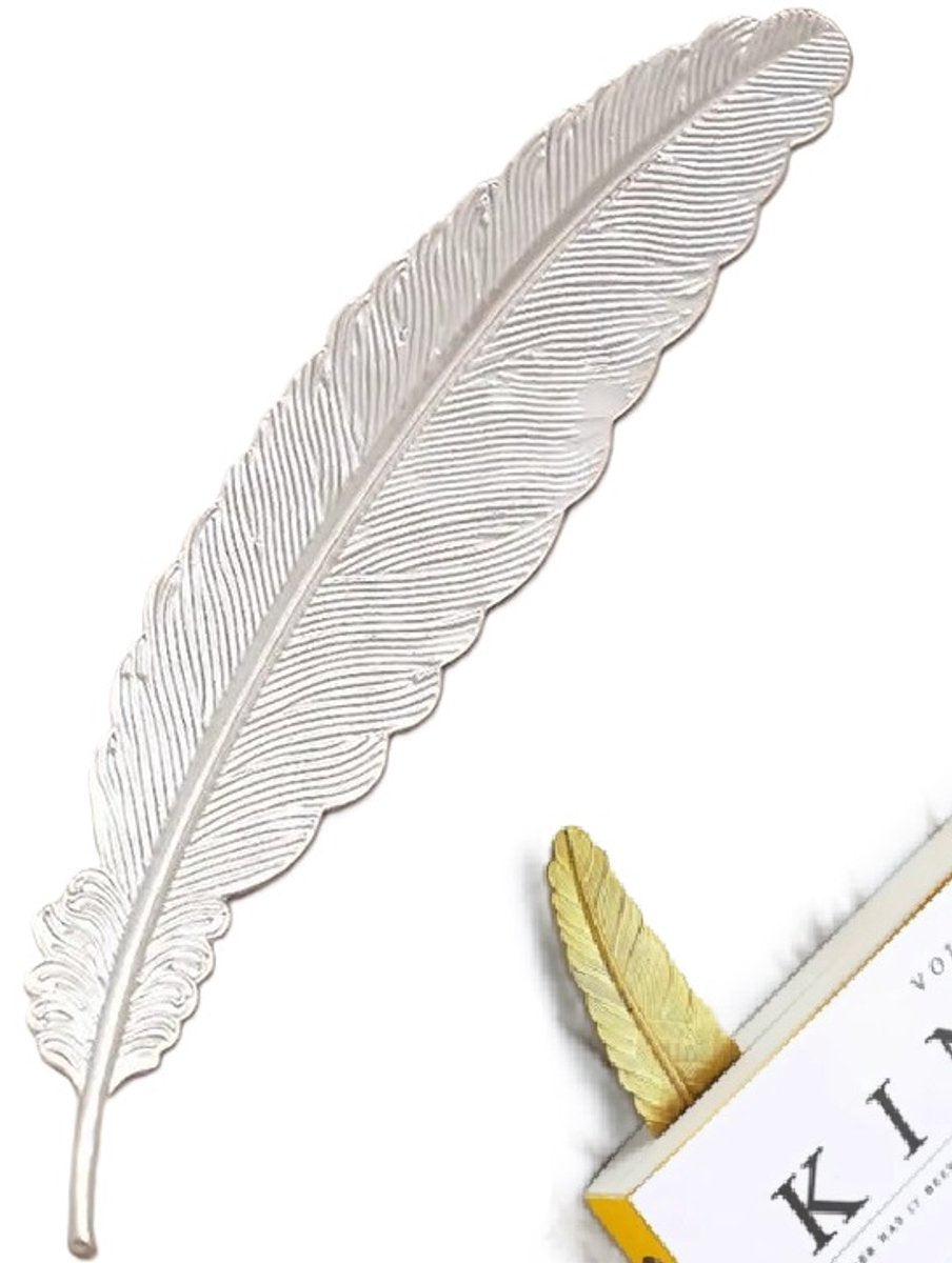 Feather Shaped Bookmark | Bookmark | Bookmark | Metal | 11.4 cm | Silver