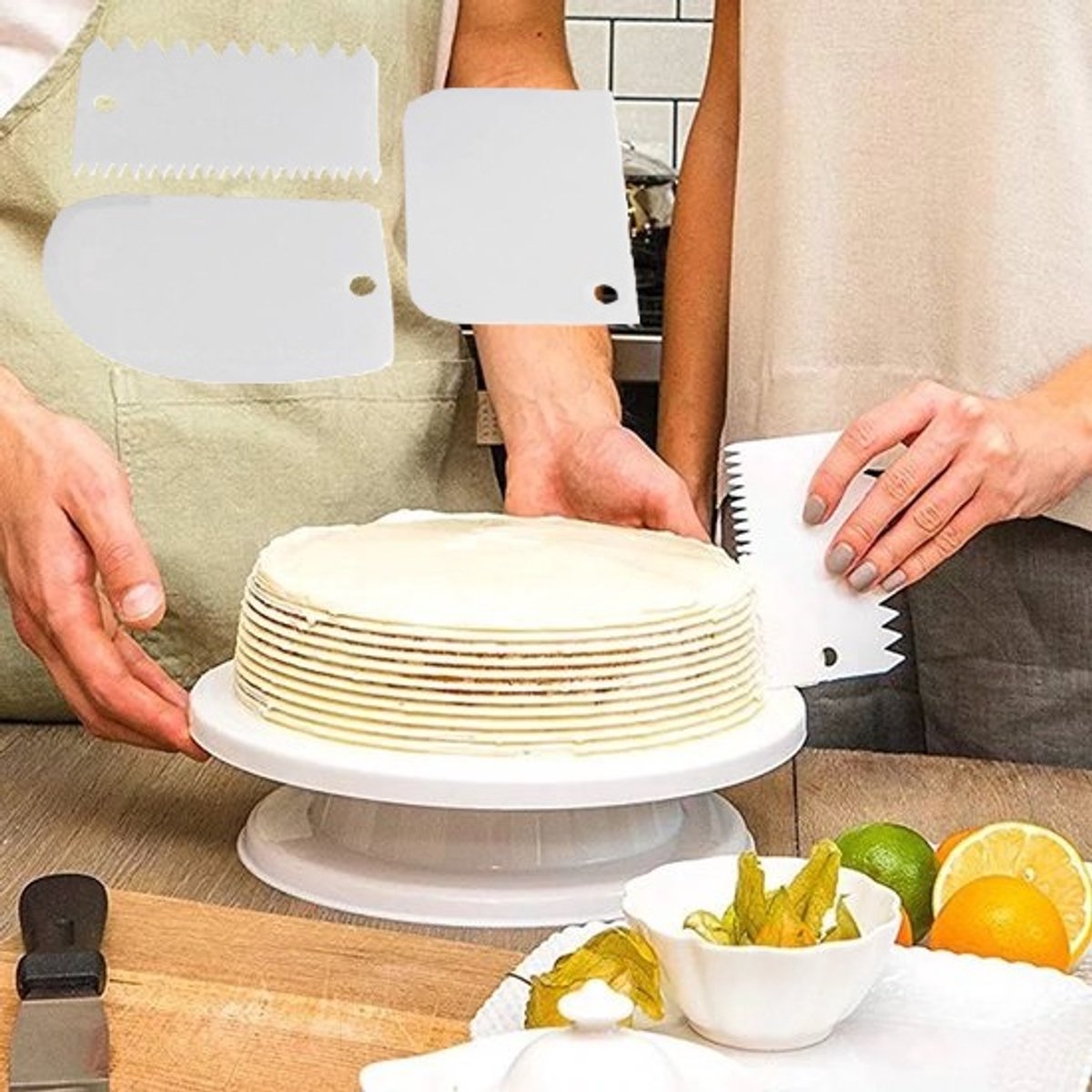 Dough Scraper | Cake Scraper | Dough Cutter | Dough Scraper | 3-Piece | White