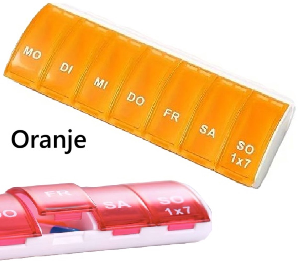 Pill Box | Pill Box | Medicine Box | Pill Box | 7 Days | 1 Week | Monday to Sunday | Orange