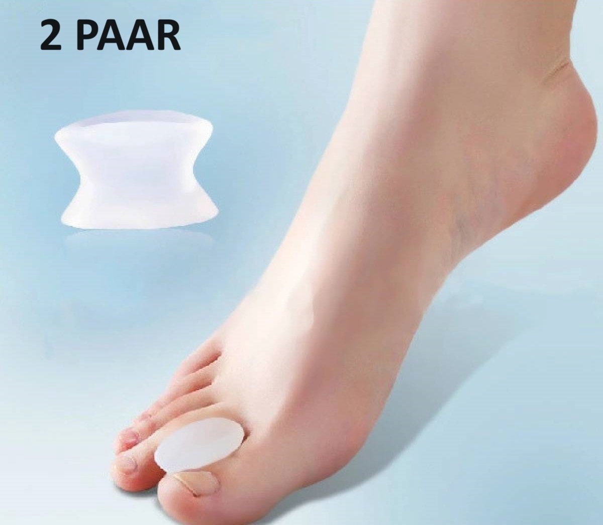 Toe Spreader | Silicone Toe Corrector | Hallux Valgus | Toe Straightening | Toe Straightener | Transparent | 2 Pairs