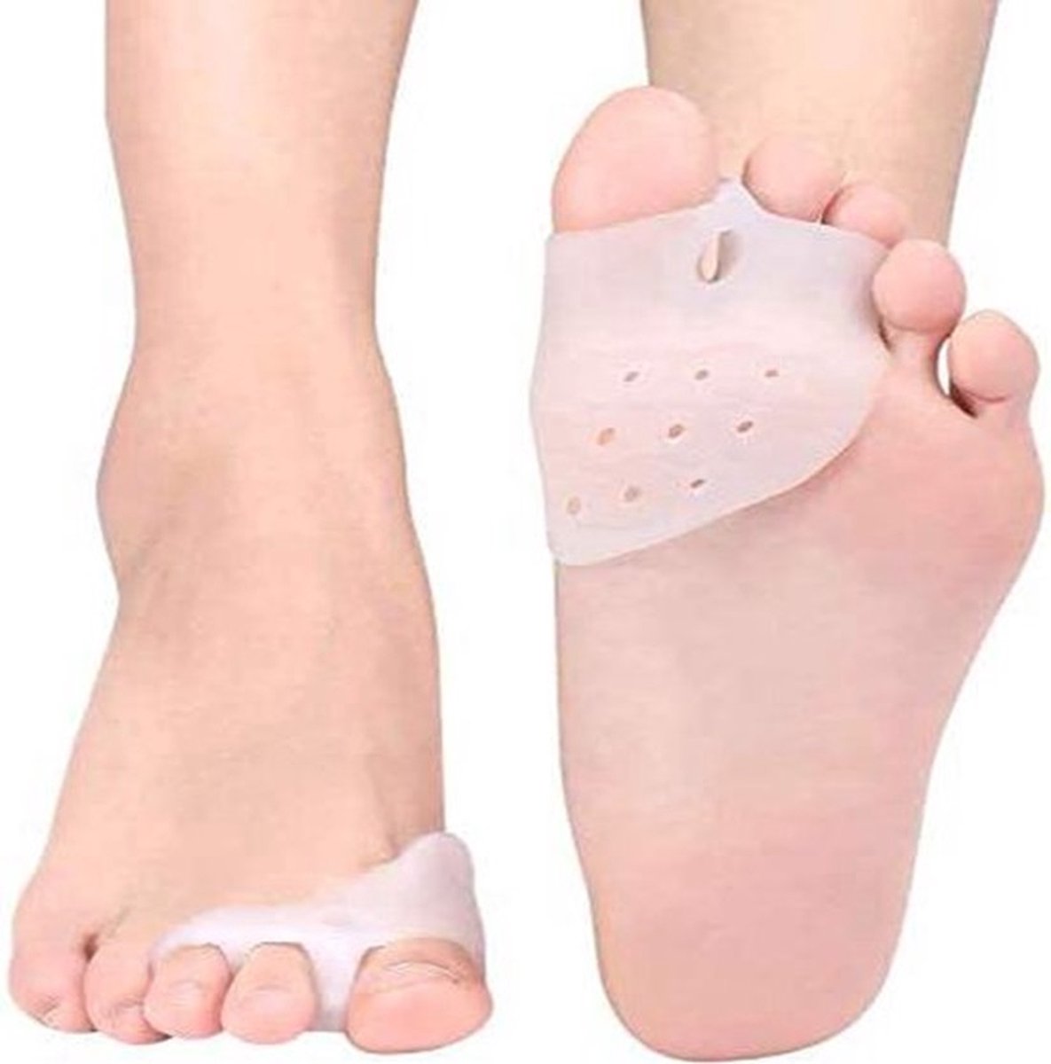 Silicone Toe Separator for 3 Toes | Bunion Protector | Forefoot Cushion | Hallux Valgus Pain Relief | For Shoes | Set of 2 | White