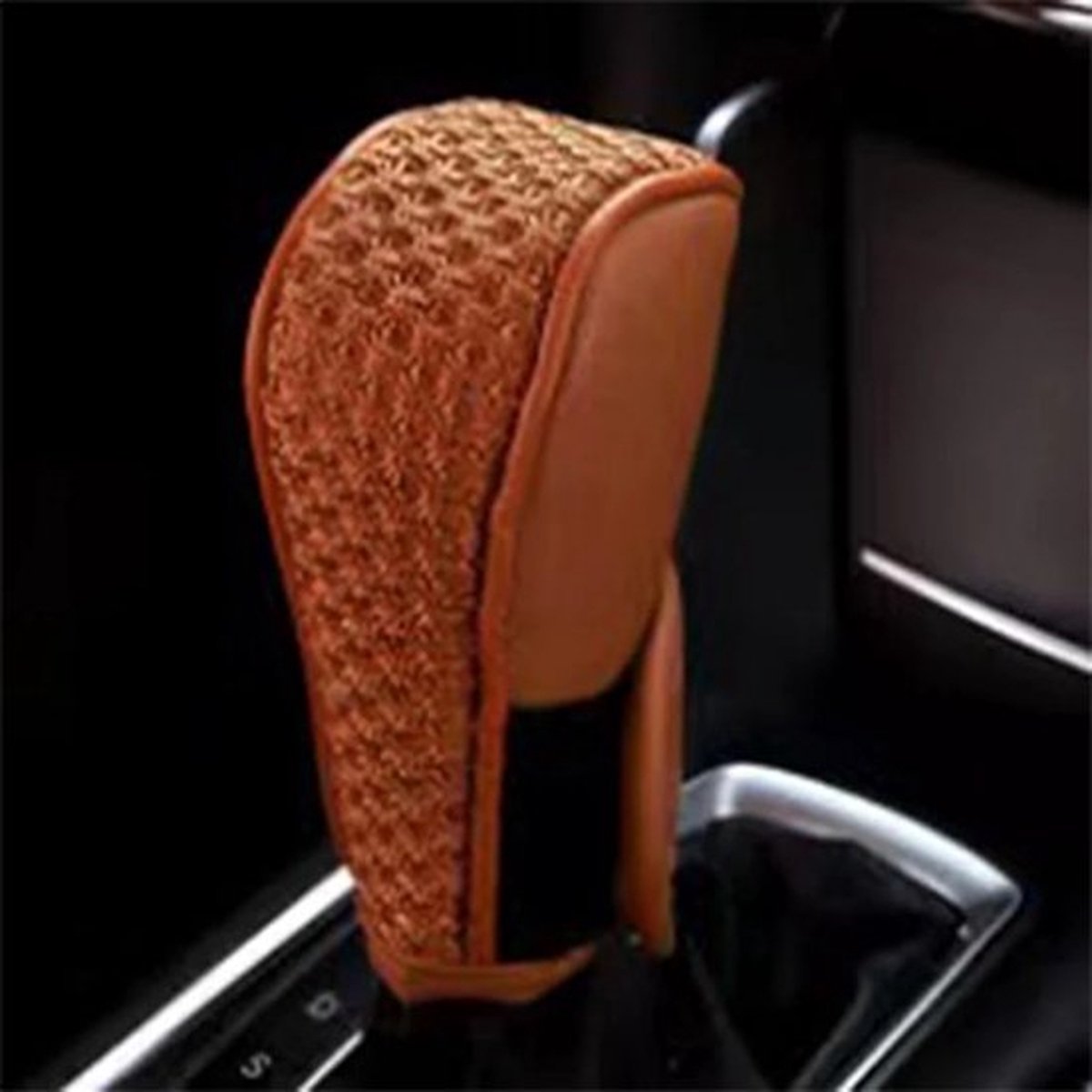 PU Leather Gear Shift Cover | Gear Shift Cover | Non-Slip | Anti-Sweat | Luxury Car Gear Shift Cover | Universal | Brown