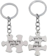 Keychain with Text "You're My Person" | 2-Piece | Koppes Keychain | Stainless Steel | Silver