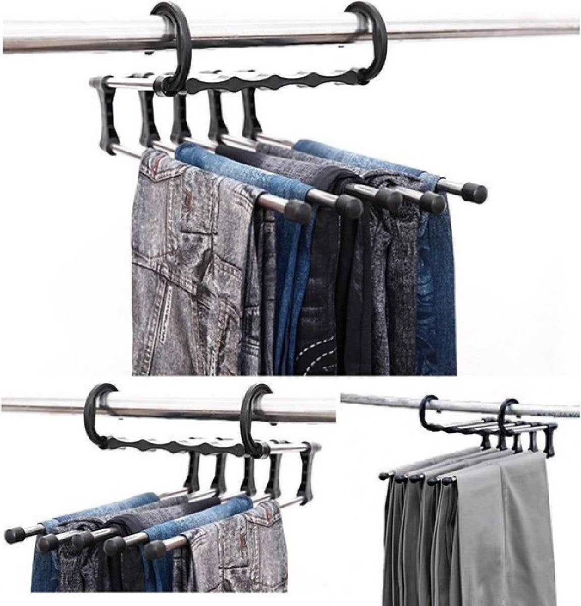 Trouser hanger Clothes hanger - Clothes rail - Trouser hanger Clothes hanger - Metal trouser rail - 5 garments