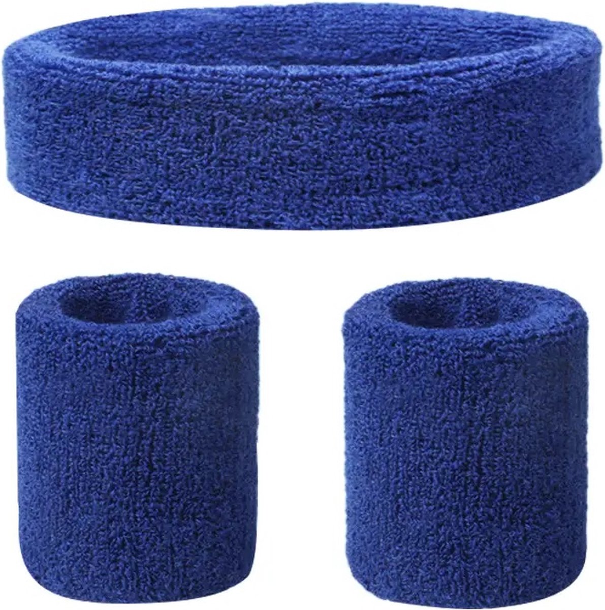 3-Piece Set of Headband & 2x Wristband Set | Sweatband | Sweatbands | Head and Wrist | Sports Bands | Dark Blue