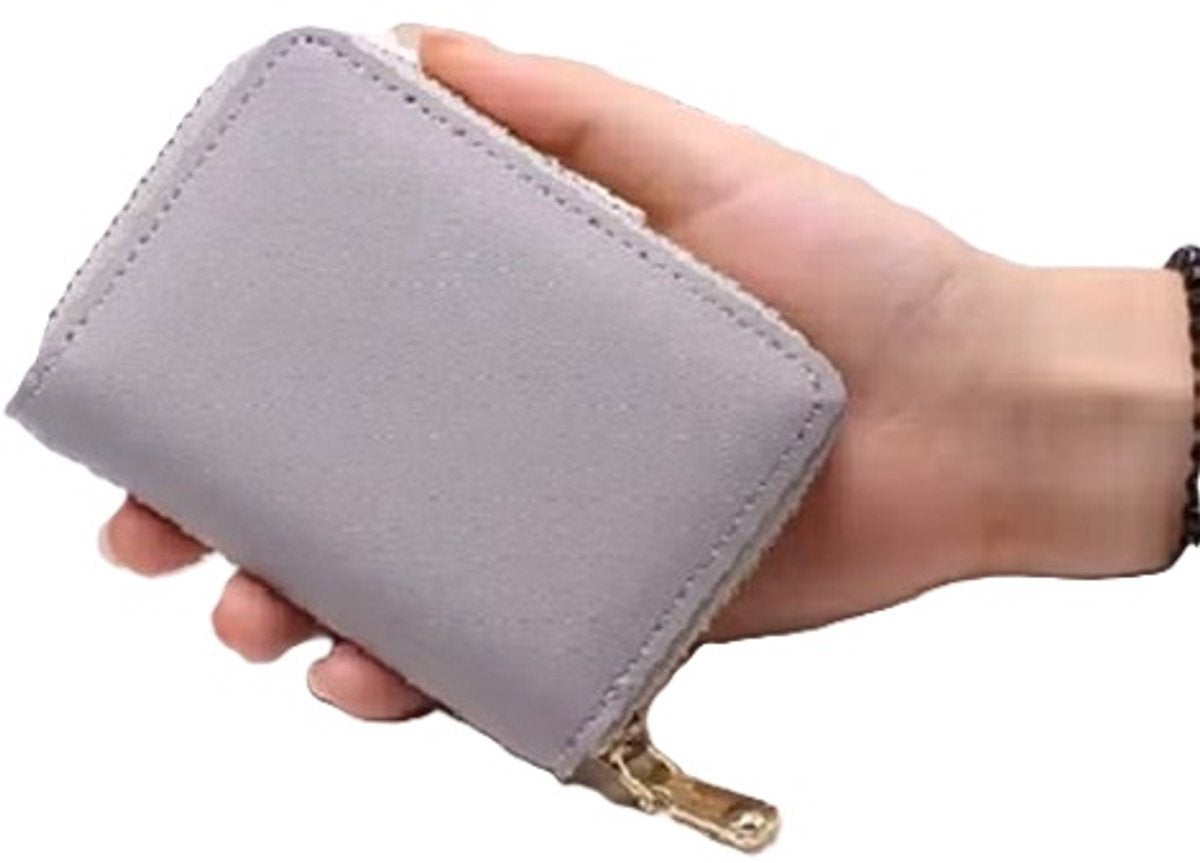 Card Holder with Anti-RFID | Credit Card Holder | With Cash Compartment | Card Holder - Wallet | PU Leather | Wallet | Grey