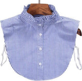 Detachable Collar with Stand-Up Trim and Ruffles | Blouse Collar | Faux Collar | Blue/White