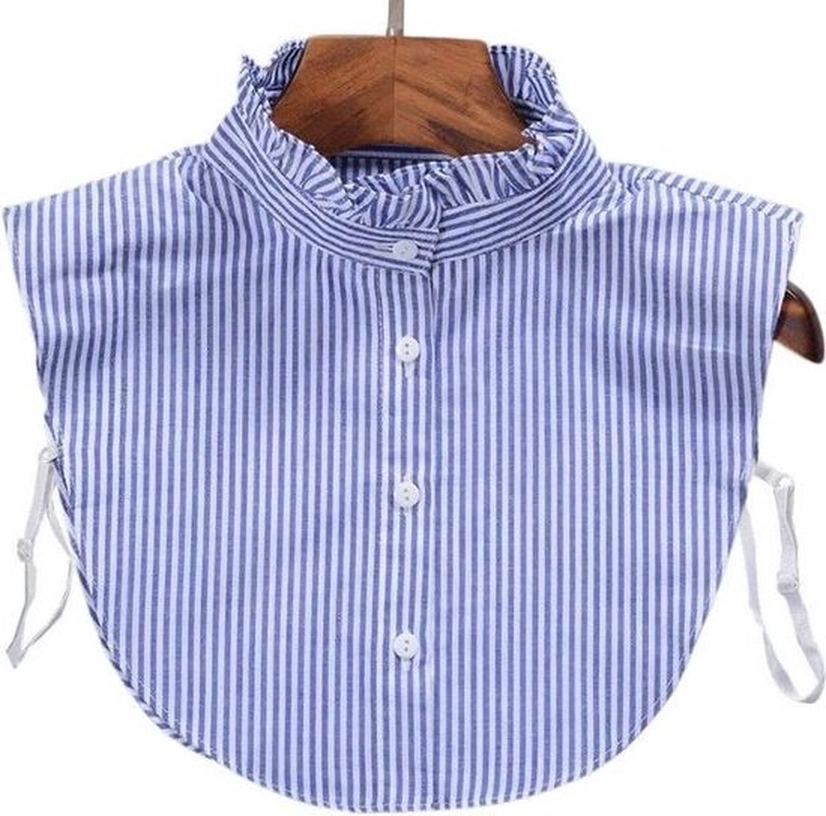 Detachable Collar with Stand-Up Trim and Ruffles | Blouse Collar | Faux Collar | Blue/White