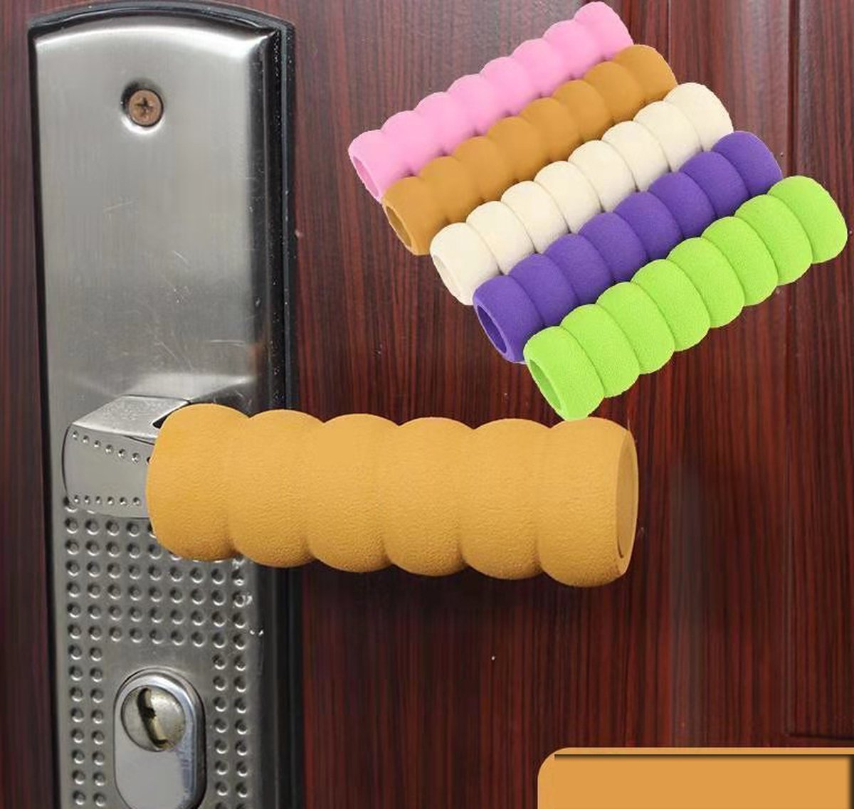 Foam Door Stopper | Wall Protector | Door Protection | Door Handle Protective Cover | Baby and Child Door Protector | Brown