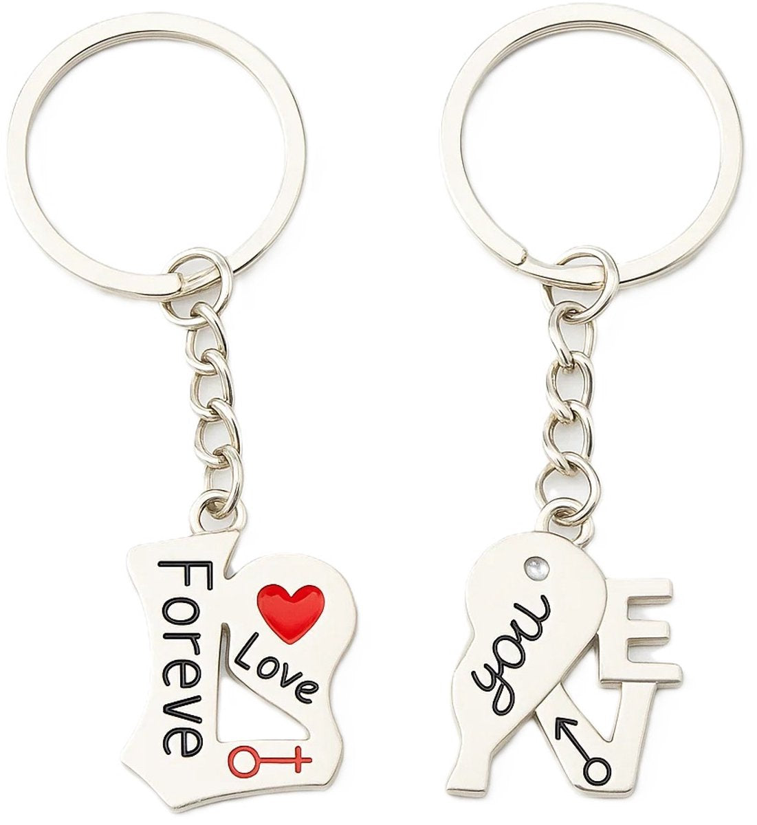 2-Piece Keychain Forever Love You | Couples Keychain | For Him & Her | Silver