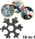 18 in 1 Multipocket Tool | 18 Functions | Stainless Steel | Multitool Keychain | Bicycle Tools | Snowflake | Black