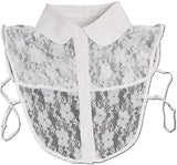 Detachable Collar with Round Collar | Transparent Lace | Blouse Collar | Faux Collar | White