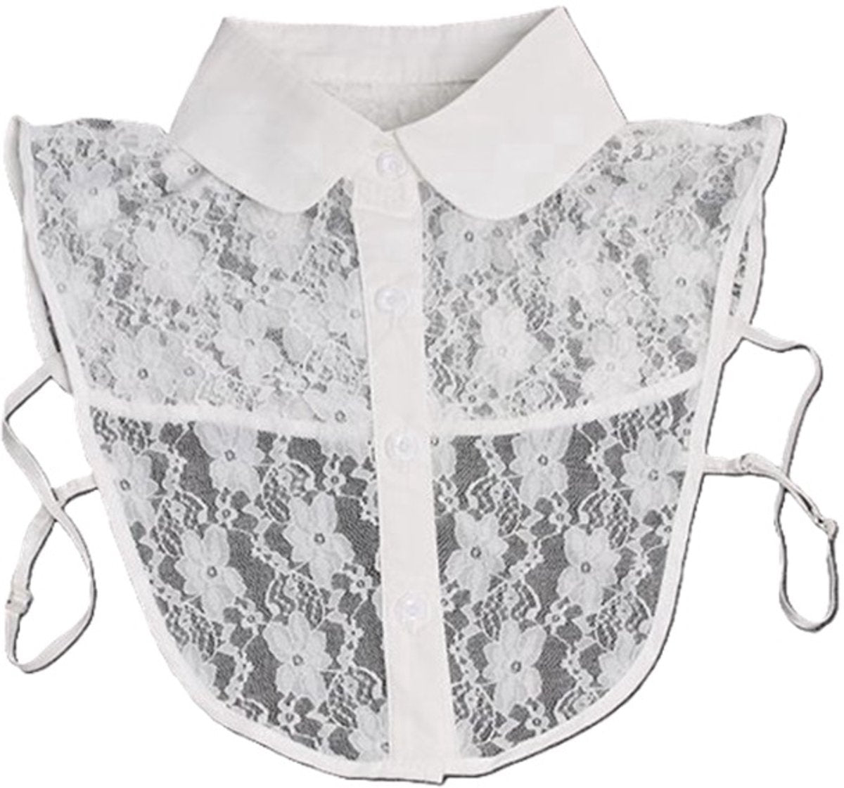 Detachable Collar with Round Collar | Transparent Lace | Blouse Collar | Faux Collar | White
