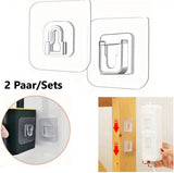 2 Pairs Transparent Self-Adhesive Hanging Hooks | Hanging System | Self-Adhesive Wall Hangers | Double-Sided Adhesive Wall Hooks | Hanging Hooks
