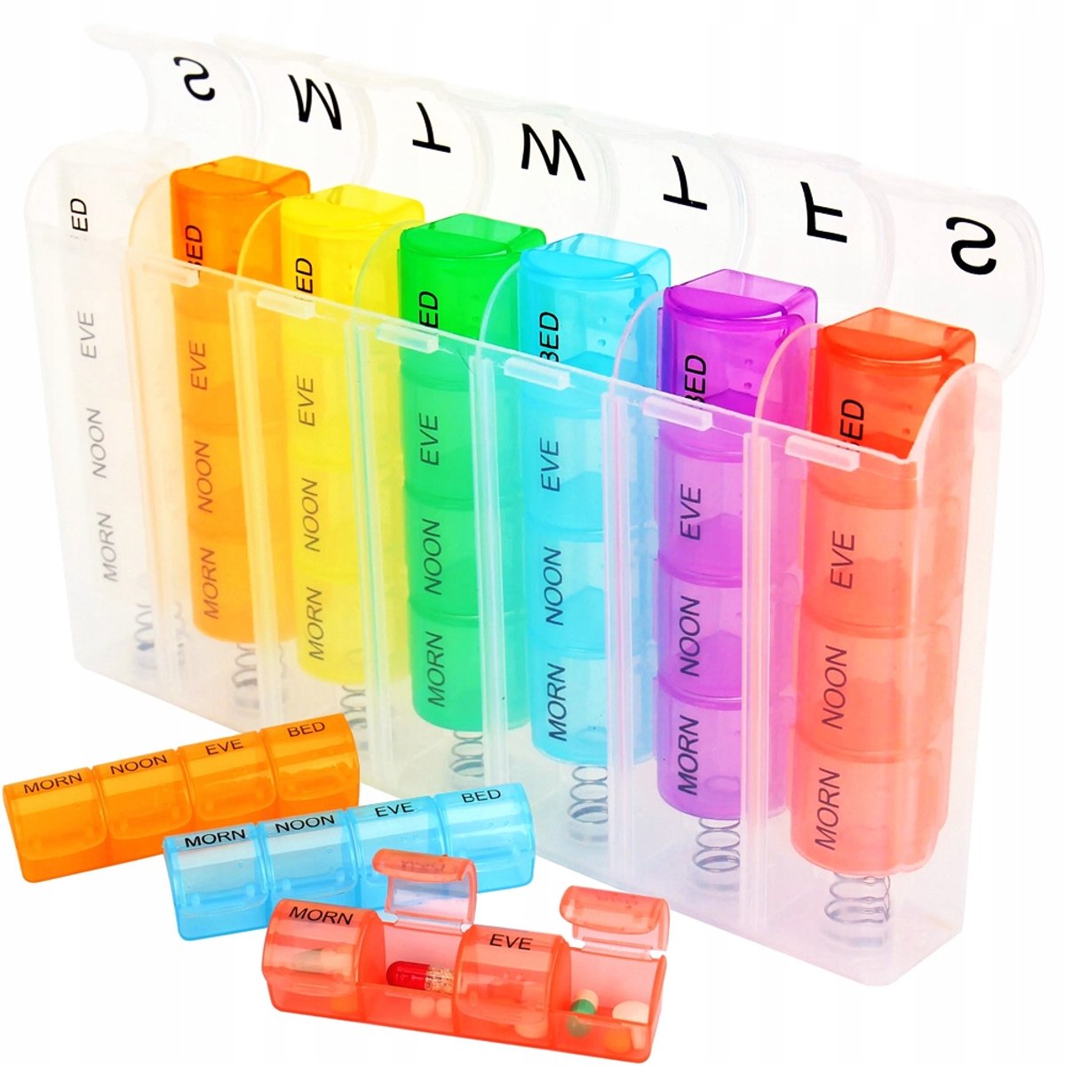 Pill Box for 7 Days & 4 Times | Pill Box 28 Compartments | Medicine Box | Pill Organizer | Automatic Opening