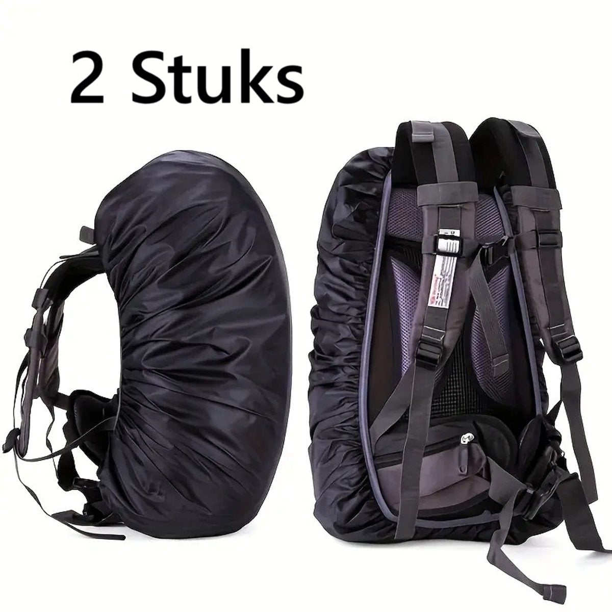 2x Rain Cover For Backpack | Backpack Rain Cover | Waterproof | Rain Cover Bag | Bag Protection Against Rain | 25-35 Liters | Black