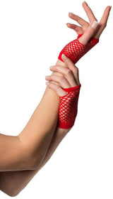 Partyxclusive Fingerless Fishnet Gloves Women Red One-size
