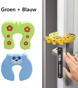 Animal Door Stoppers | Baby and Child Door Protectors | Door Protection | Foam | Animal Door Stopper | 2 Pieces | Green + Blue