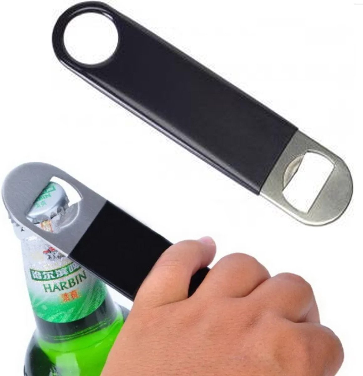 Barblade Bottle Opener | Beer Opener | Bottle Opener | Bar Accessories | Two-Tone | Stainless Steel | 12.5 x 3 cm | Silver/Black