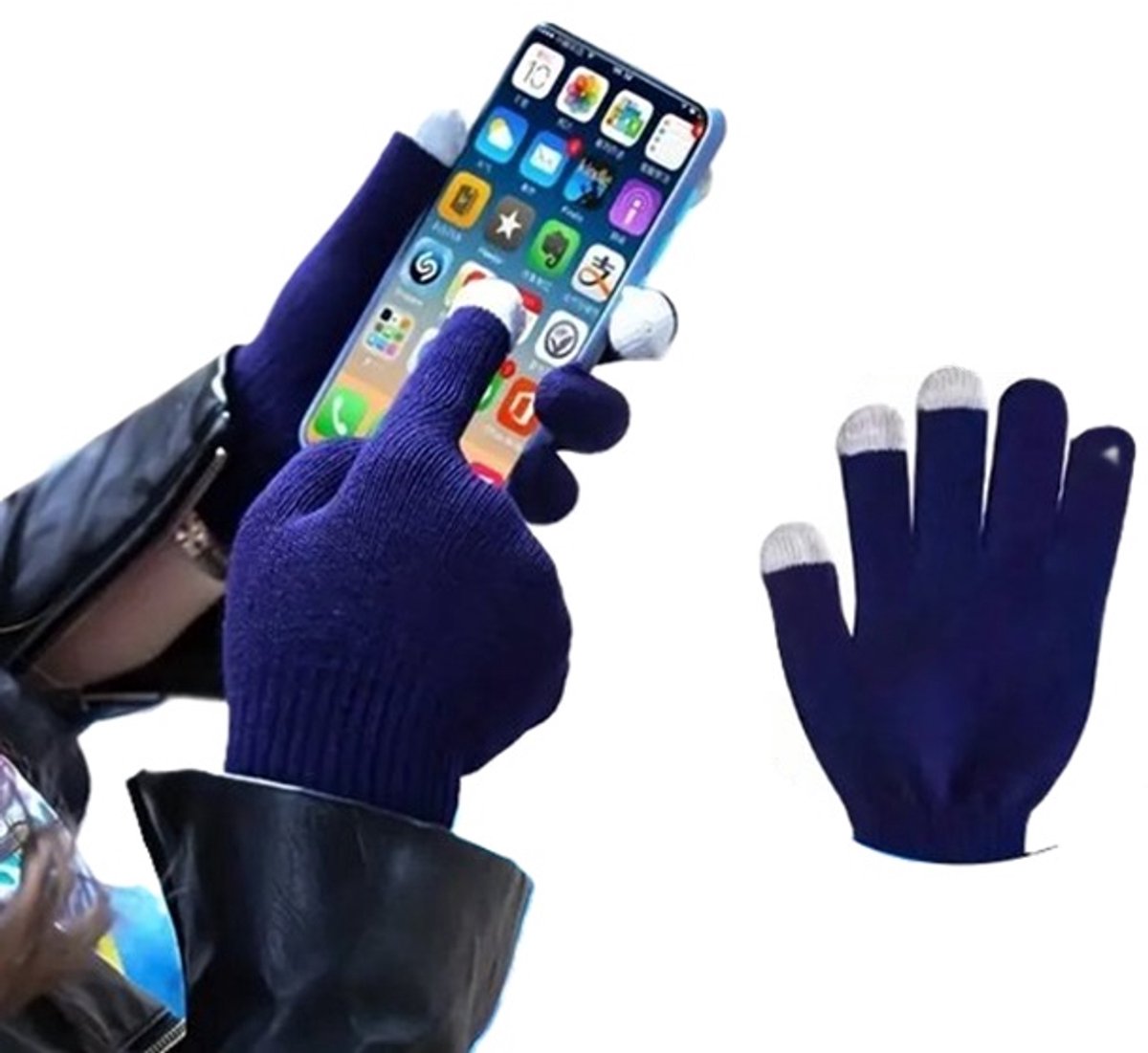 Touchscreen Gloves | Mittens | Touch Tip Gloves | Scandinavian Pattern | Unisex | For Adults | One Size | Blue