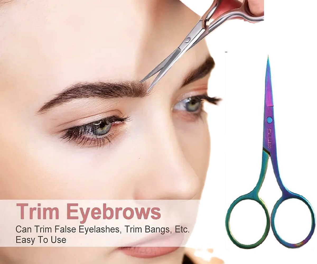 Cuticle Clipper and Eyebrow Scissors in 1 | Cuticle Scissors | Small Eyebrow Scissors | Cuticle Removal | Stainless Steel | Multicolor