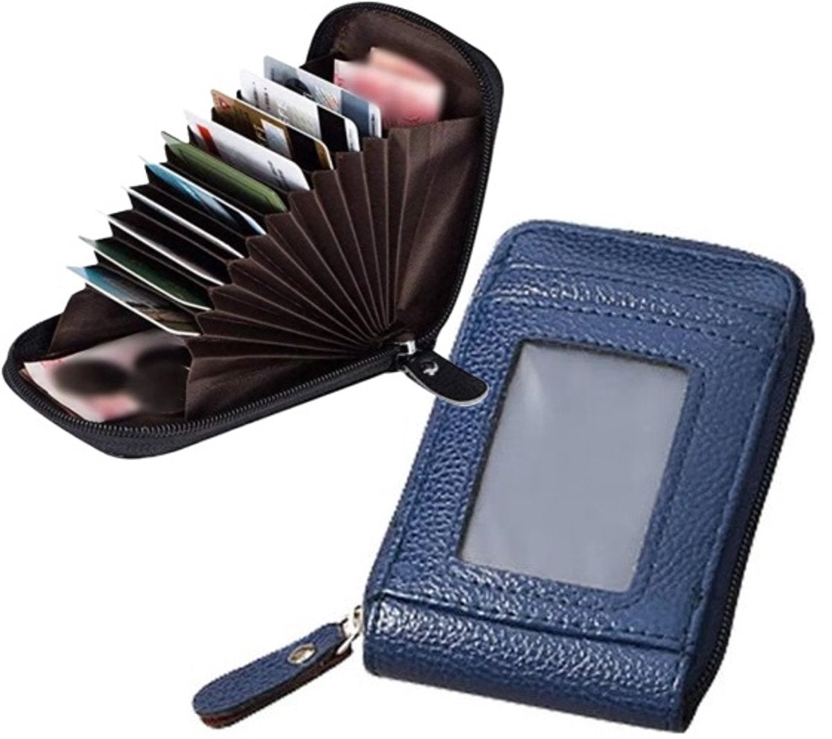 Card Holder for 12 Cards | Credit Card Holder | With Cash Compartment | With Driver's License Compartment | Card Holder | Wallet | PU Leather | Purse | Blue