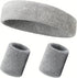 Set of Headband and 2x Wristbands Set | Sweatband | Sweatbands | Head and Wrist | Sports Bands | Grey