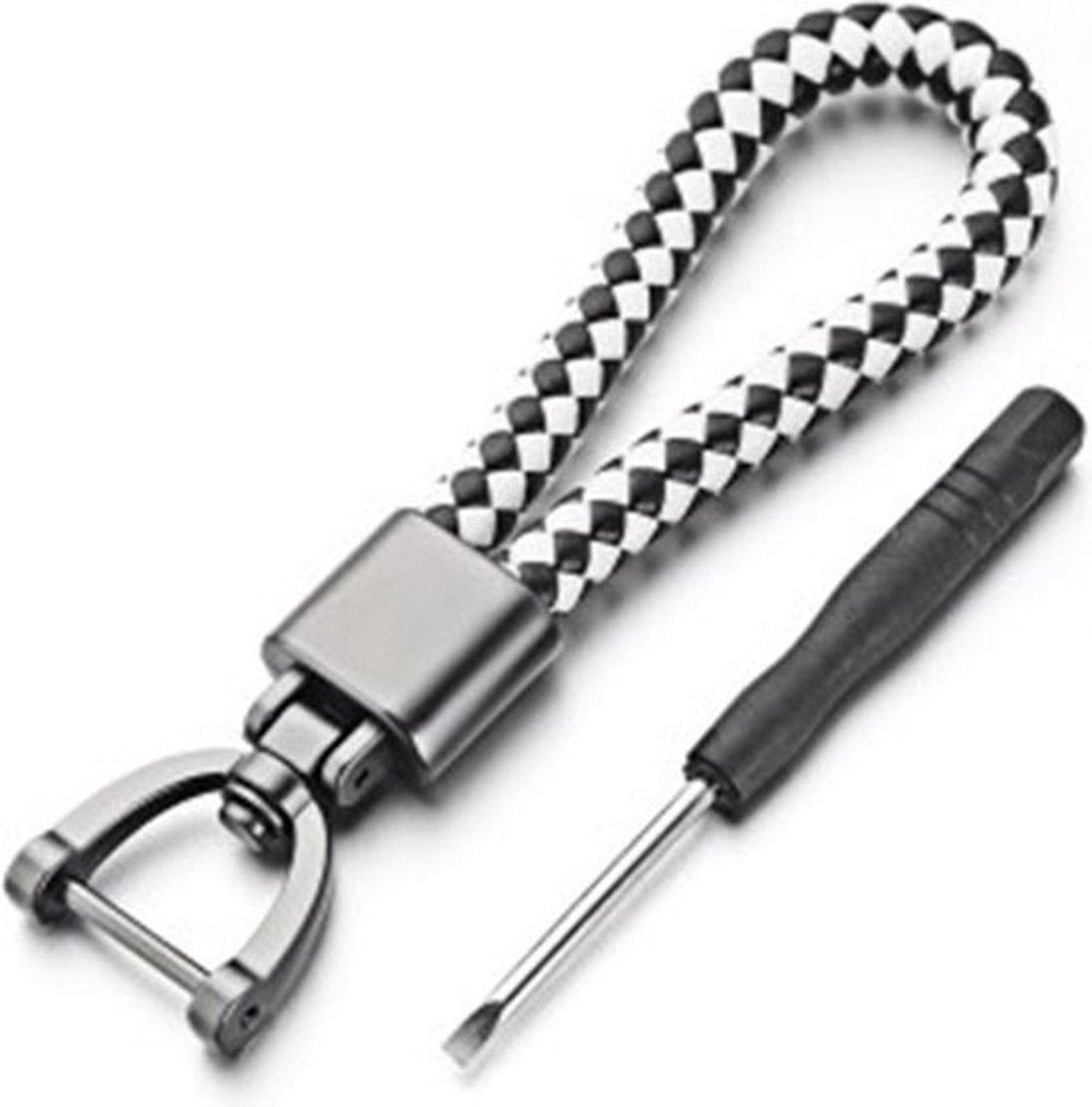 Car Keychain | Key Holder | Leather Keychain | Universal | White / Black
