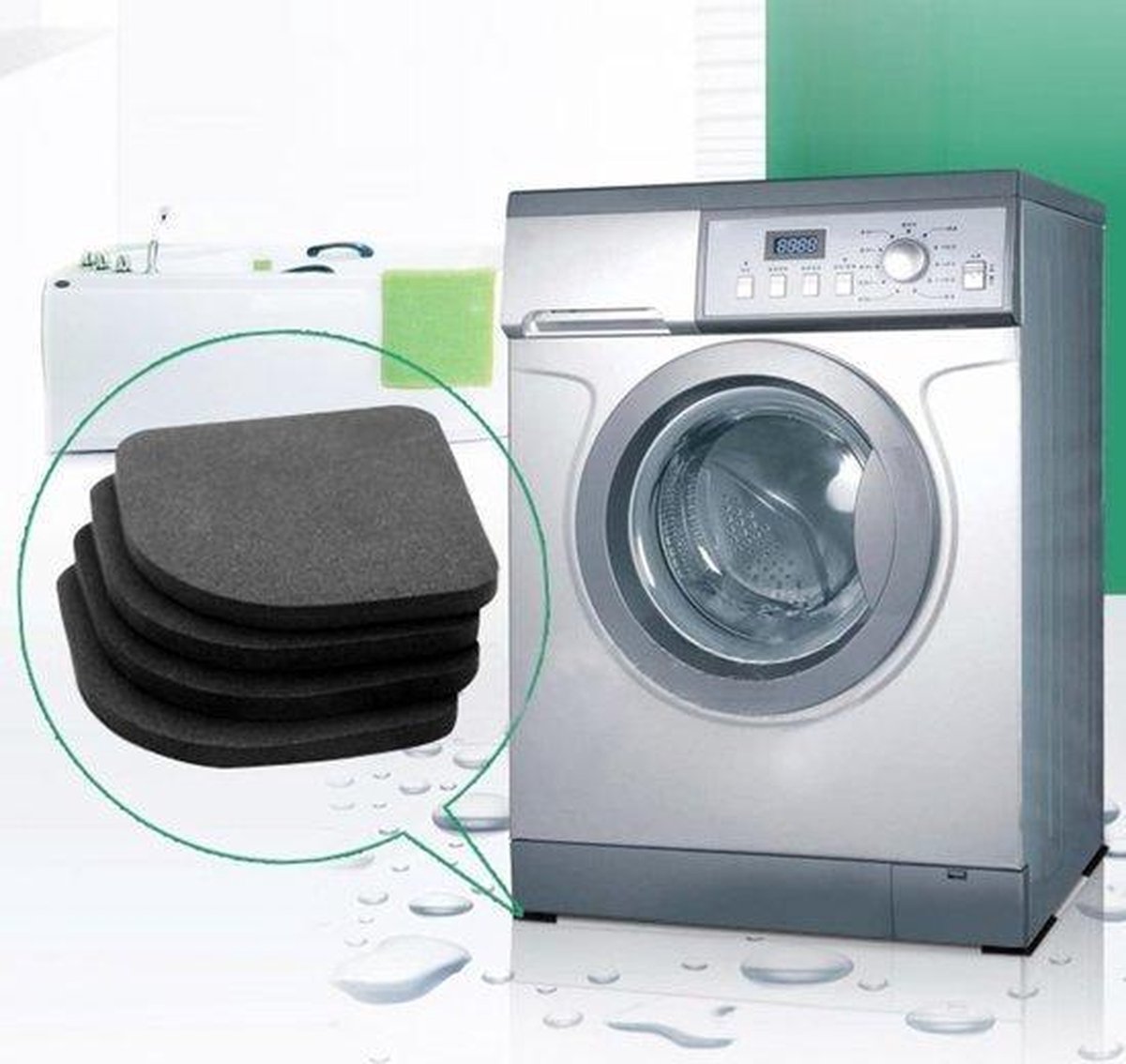 Washing machine vibration damper – washing machine dampers - Vibration Damper Pads - Black – 8 Pieces