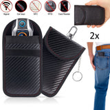 2x RFID Anti-theft Protective Case for Car Key | Carbon Keyless Entry Protective Case | With Hook