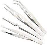 Set of 4 Tweezers | Precision Tweezers | Tweezer Set | Multiuse Tweezers | For Beauty, Nail Art, etc. | Stainless Steel